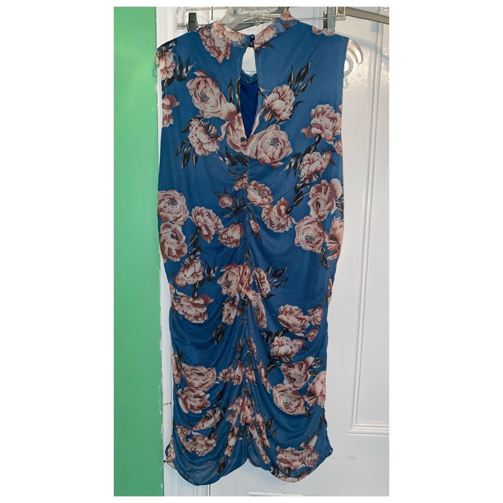 Charlotte Russe Blue Dress with Pink Floral Design - Picture 5 of 10